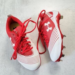Under Armour Women's UA Glyde ST Softball Cleats Red White SZ 5.5